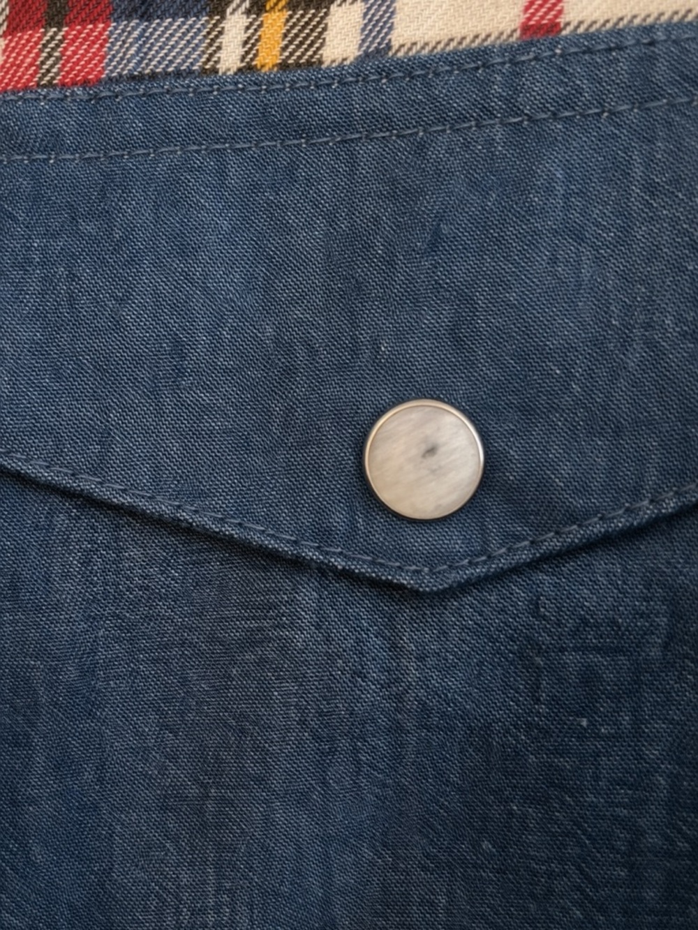 Tasha Polizzi Collection Western Plaid Shirt | Denim Contrast | Pearl Snap | MD - Picture 5 of 5